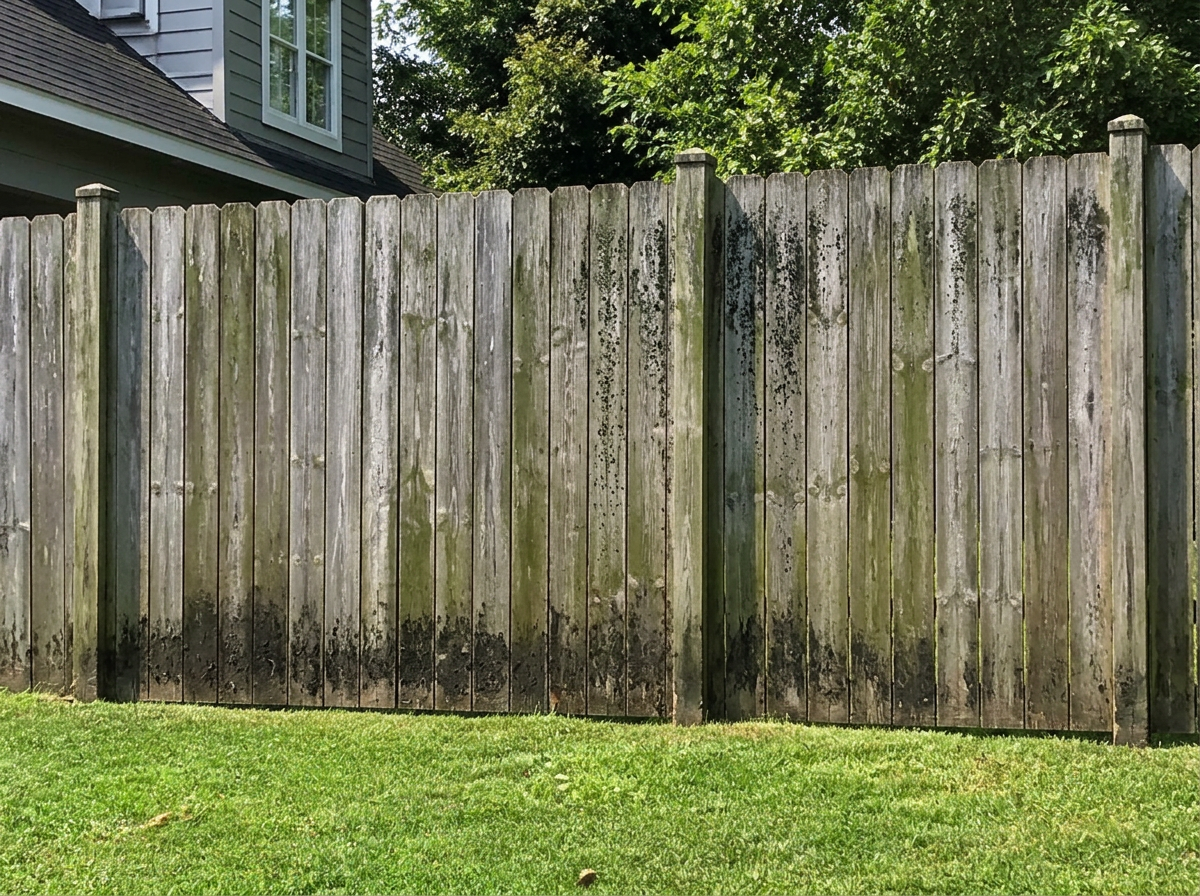 Before — Wood fence power washing before and after in Pearl City, IL